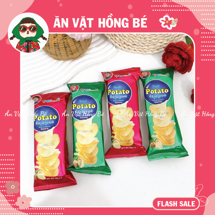 [10 Gói] Snack Khoai Tây Potato, Snack Potato VELA, Que cay cổng trường, đồ ăn vặt tuổi thơ