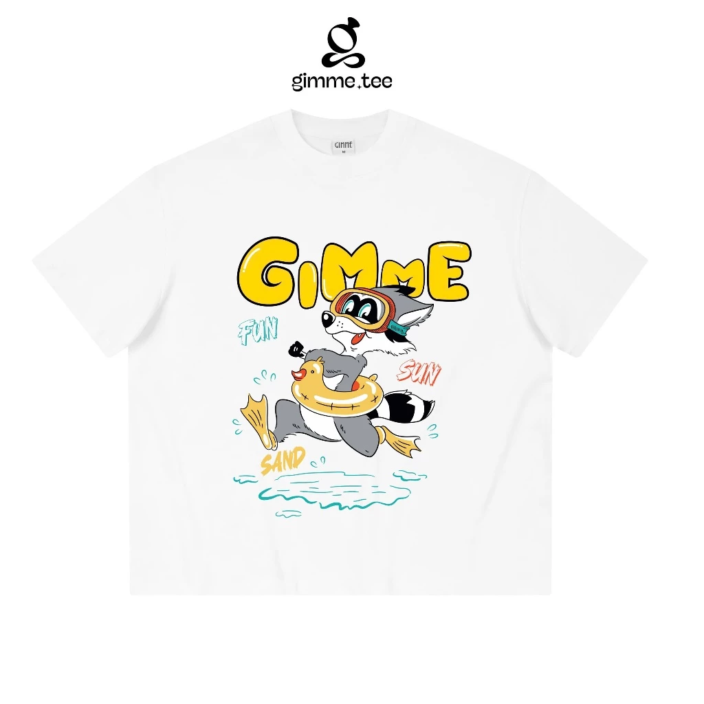 Áo Thun Boxy Ver.2 Gimme - Cáo Xám  - Premium Cotton 250gsm Cotton 2 Chiều - GMBX12