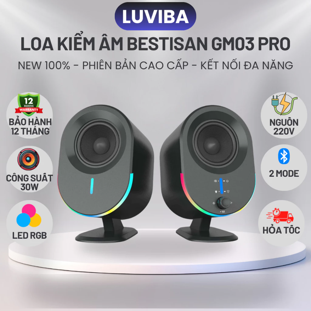 Loa máy tính vi tính để bàn BESTISAN GM03 PRO, loa kiểm âm bluetooth pc gaming công suất 30W LUVIBA
