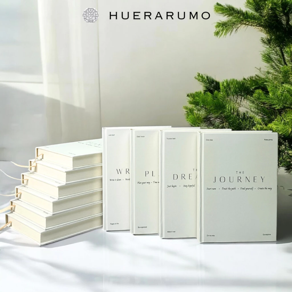 Sổ ghi chép A5 bìa cứng 300TR HUERARUMO – Giấy dày 100gsm, Ruột caro/dot girl/kẻ ngang, ghi chú, bullet journal, học tập