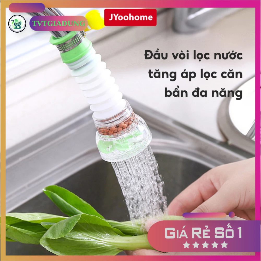 Vòi Lọc Nước Rửa Bát Tăng Áp xoay 360 có thể kéo dài chống bắn nước TVTGIADUNG