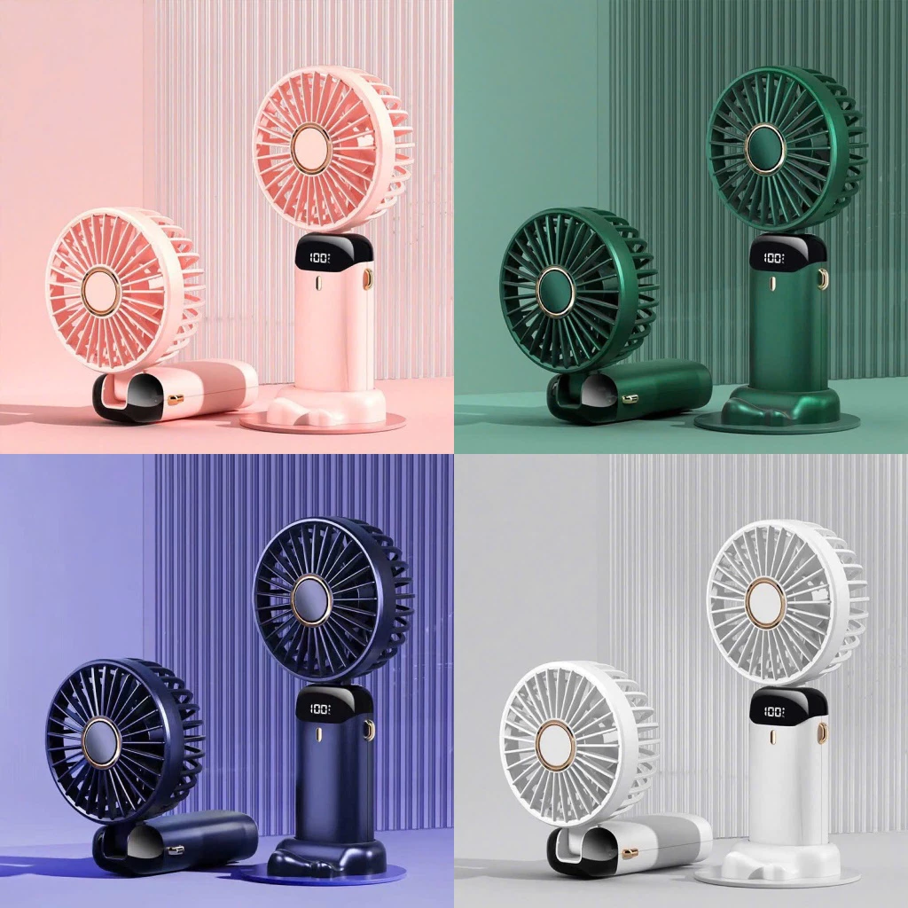 Quạt Cầm Tay Tích Điện Dung Lượng Pin Khủng, 5 cấp độ gió, màn hình Led Thông Minh Thiết Kế Đơn Giản Tiện Dụng..
