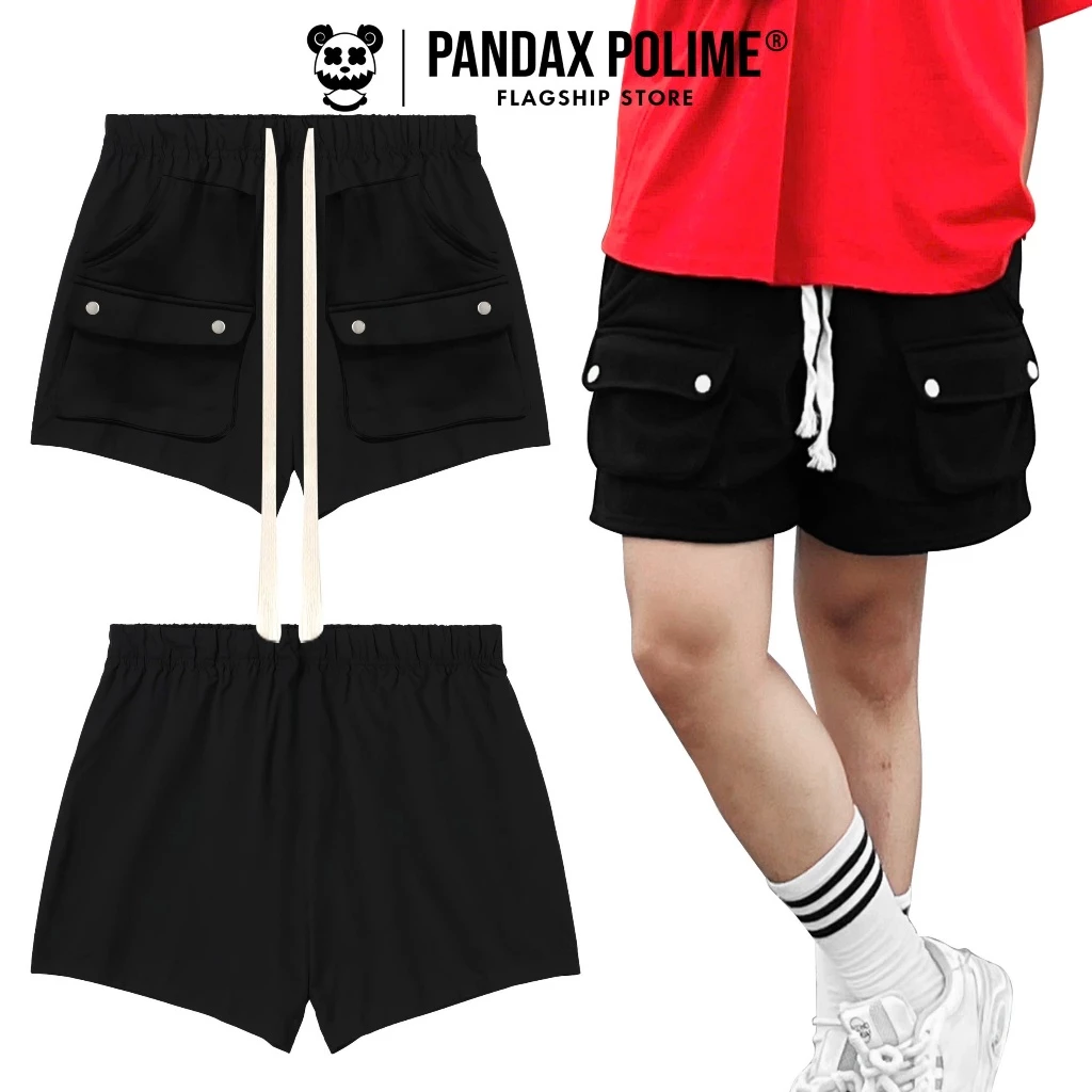 Quần short cargo túi hộp form trên gối ống rộng đùi ngố ngắn vải nỉ chân cua  px pandaxvn polime