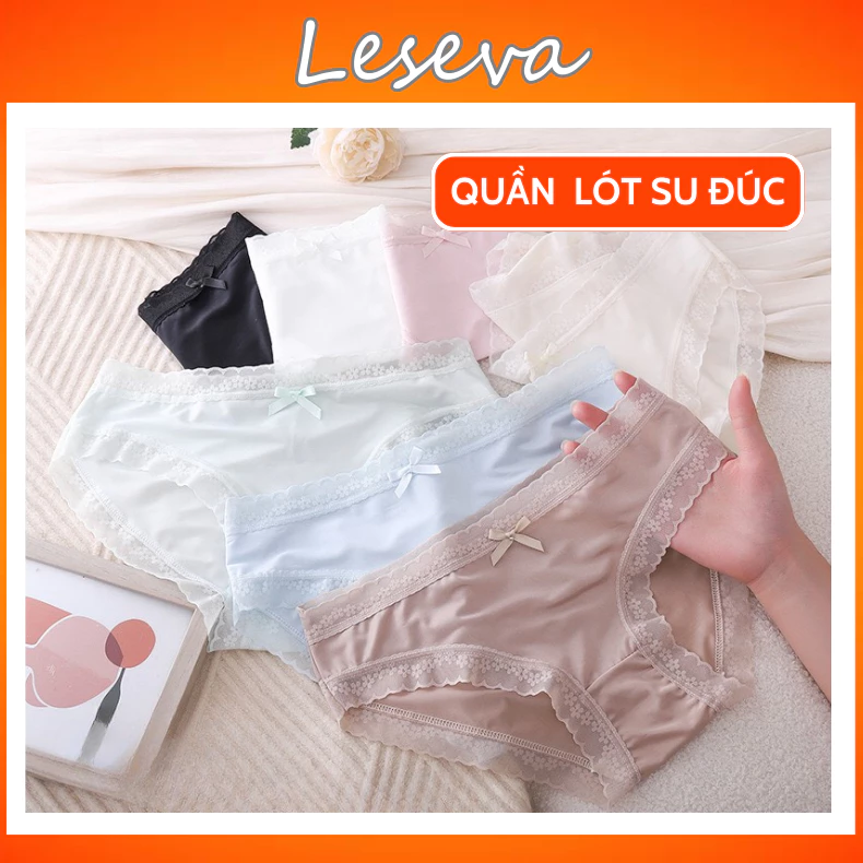Quần lót nữ su ren lưới phối hoa gợi cảm 9933, chip nữ Cotton kháng khuẩn mỏng mát không đường may - Leseva