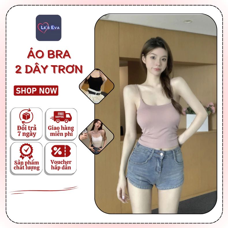 Áo hai dây nữ có mút ngực không gọng – Áo lót ngắn croptop êm nhẹ, chất vải mềm mịn nâng ngực 2337 - Leeva.Store