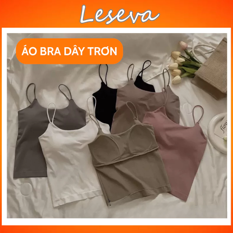 Áo hai dây nữ có mút ngực không gọng – Áo lót ngắn croptop êm nhẹ, chất vải mềm mịn nâng ngực 2337 - Leseva