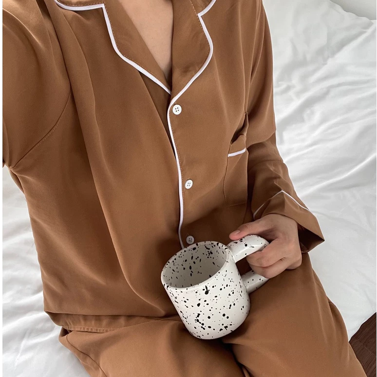 [LILAC MOCHA PYJAMA] - Đồ Ngủ Nữ, Đồ Mặc Ở Nhà Chất Đũi Lạnh Joan Studio