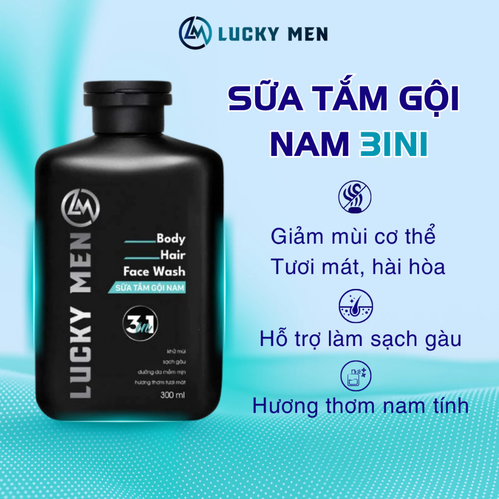 Sữa Tắm Gội Nam 3in1 LUCKY MEN - 300ml - Tắm Gội Toàn Thân cho Nam Giới