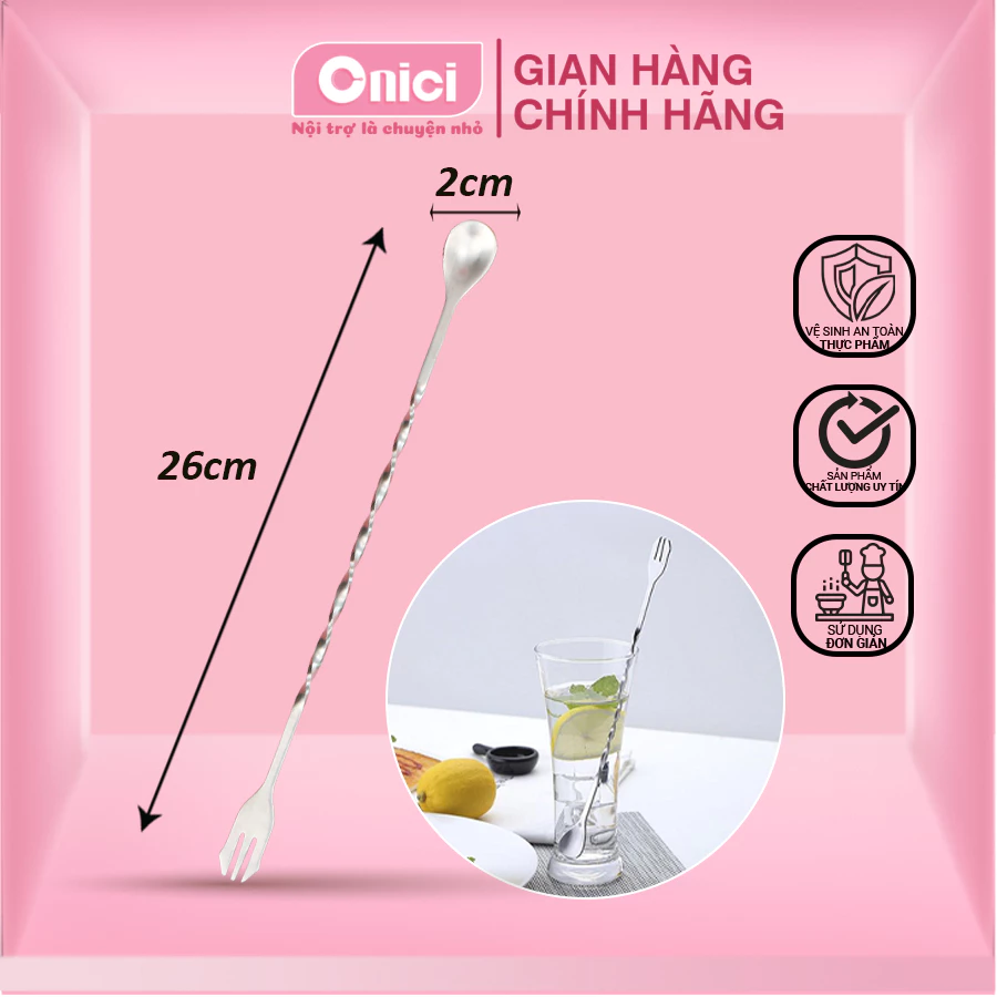 Thìa khuấy 2 đầu barspoon, muỗn pha chế Bếp Của Mẹ Onici