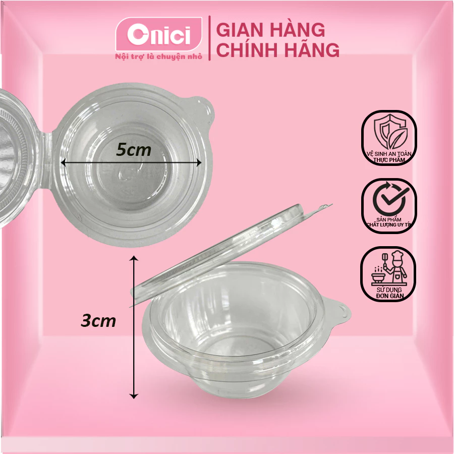 Hủ sốt nhựa nắp liền 50 cái đựng panna cotta, nước chấm ONICI size 2oz 60ml