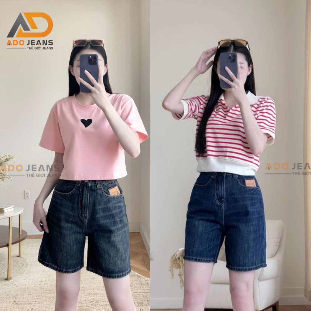 Quần lững Jeans nữ cạp cao dáng suông basic chuẩn form -chất Jeans bò dày mịn đẹp(túi da)