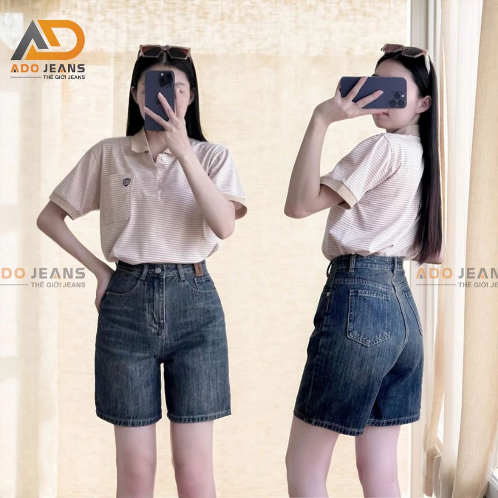 Quần short Jeans  nữ cạp cao dáng suông basic chuẩn form tôn dáng -chất Jeans bò cao cấp có bigsize (Mã N08)