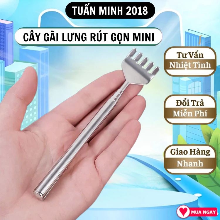COMBO 3 Cây Gãi Lưng Inox Kéo Dài Rút Gọn 50Cm - Tay Dụng Cụ Đồ Gãi Ngứa Siêu Đỉnh