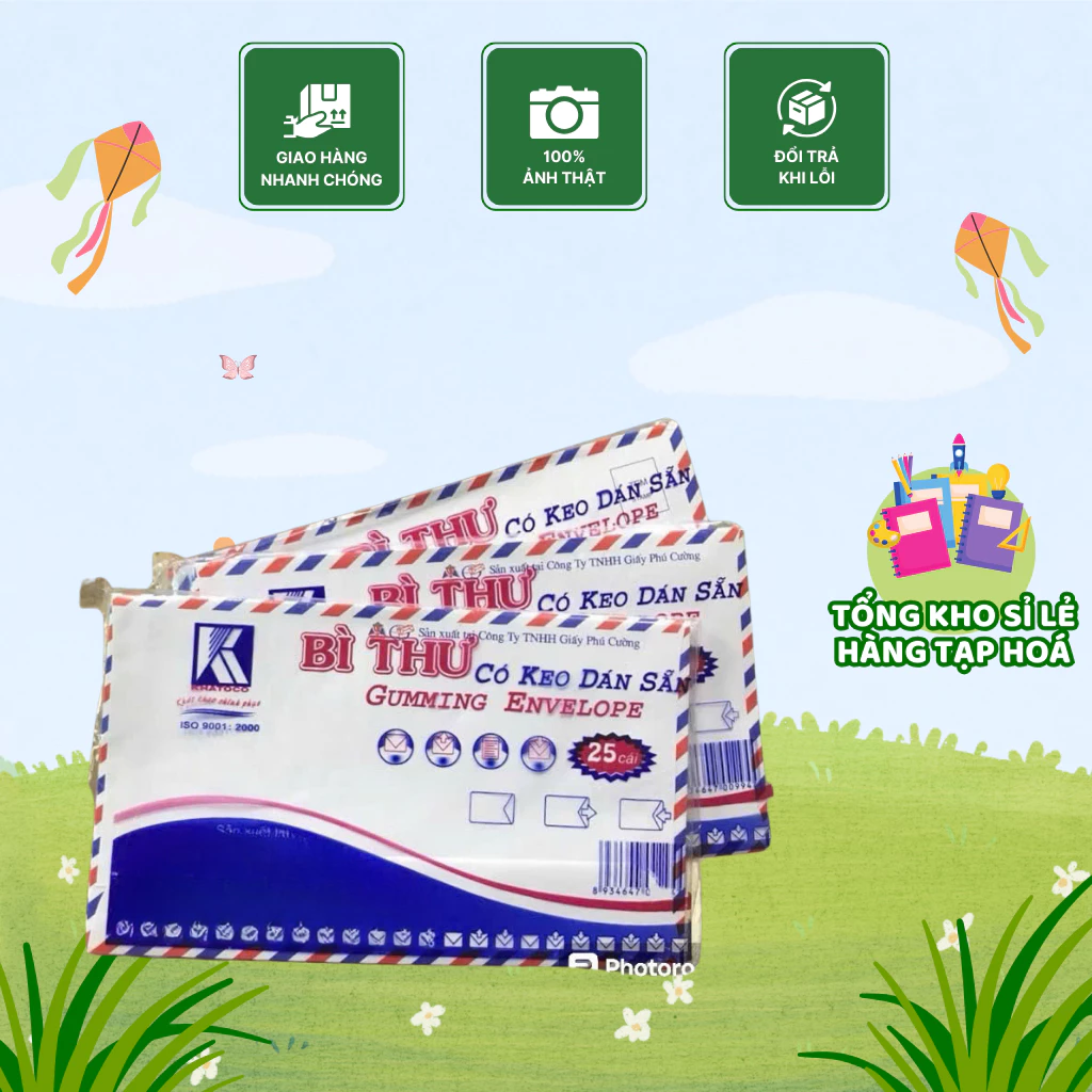 SỈ 5 TẬP=500 CHIẾC PHONG BÌ,BÌ THƯ LOẠI DẦY ĐẸP.CÓ KEO DÁN SẴN
