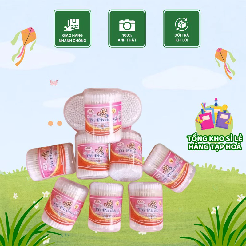 SỈ LỐC 12 LỌ TĂM BÔNG NGOÁY TAI NGƯỜI LỚN VÀ TRẺ EM.LOẠI TỐT