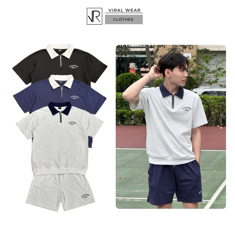 Bộ Quần Áo Unisex Viralwear Logo Thêu, Chất Vải Cotton 250GSM Thoáng Mát