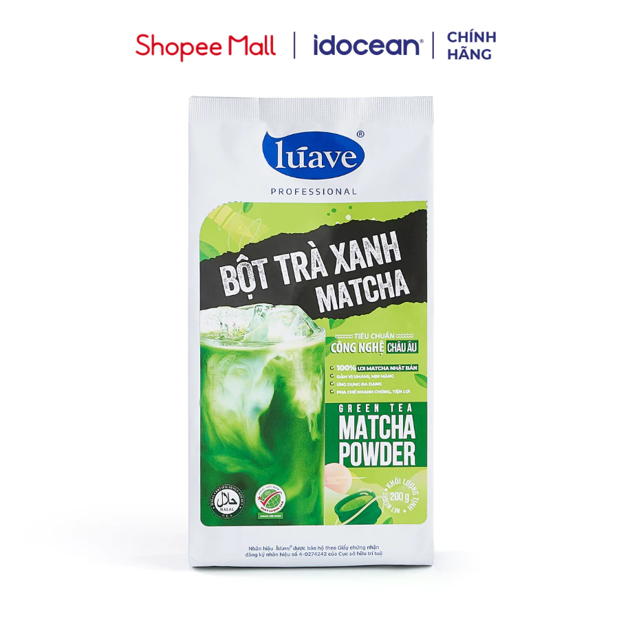 Bột Matcha Lúave 200G - Matcha Uji Nhật Bản, Đậm Vị Umami, Thơm Dịu, Làm Matcha Latte, Matcha Đá Xay