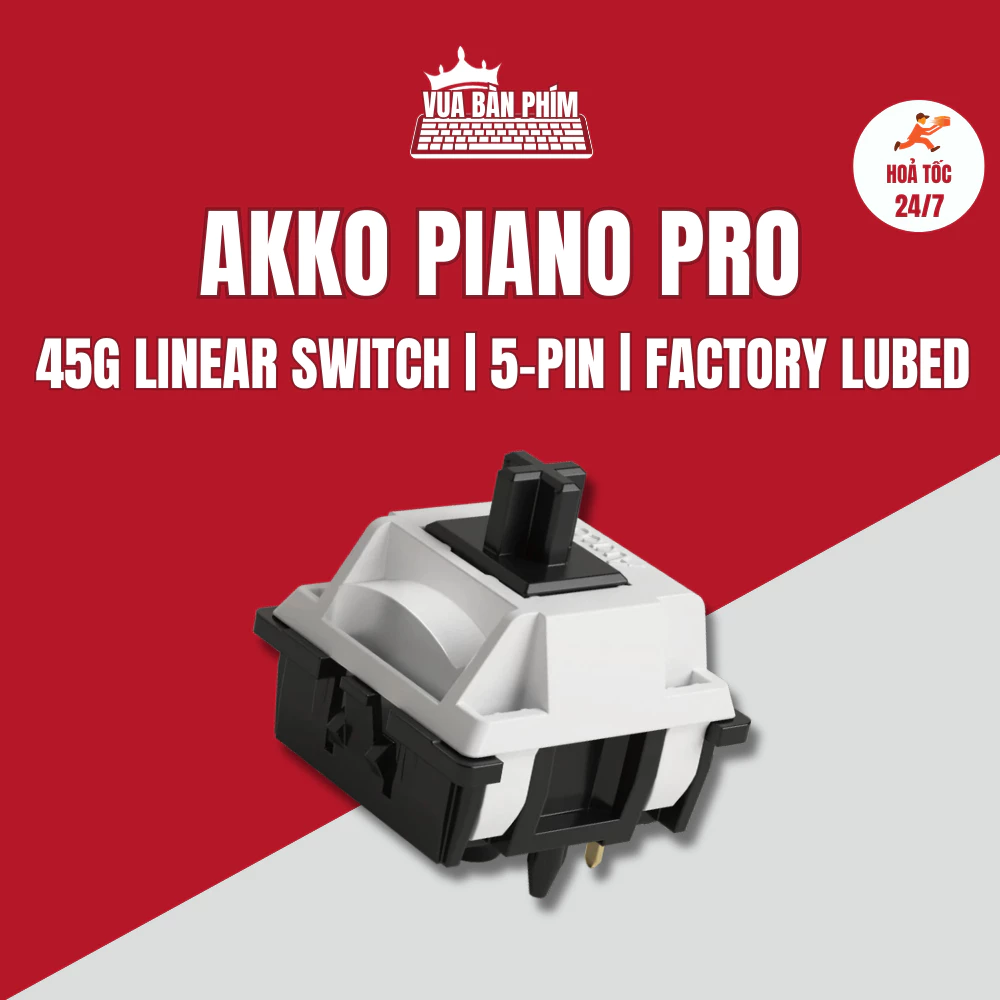Switch Akko Piano | piano pro v3 linear , lực nhấn 45g, prelubed nhà máy, phiên bản mới có tản led