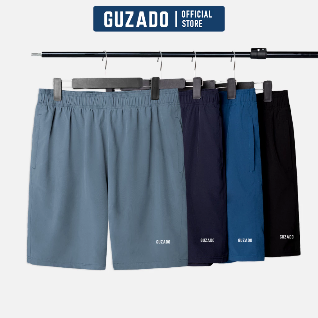 Quần Short Nam Bigsize GUZADO Vải Gió Thoáng Khí, Cạp Chun, Dây Rút Điều Chỉnh Thoải Mái GSR07-GASR25S007