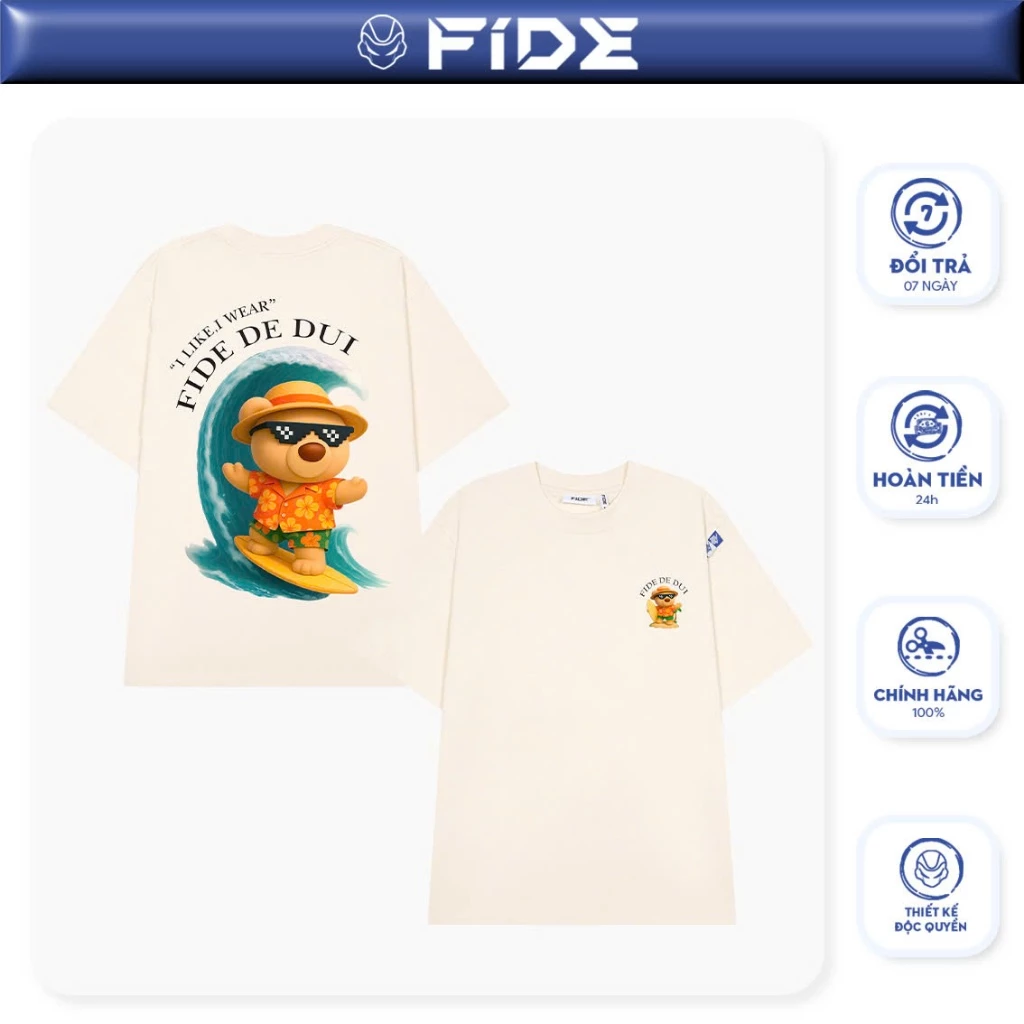 Áo thun FIDE JoyBear unisex form rộng local brand cổ tròn oversize - AT174
