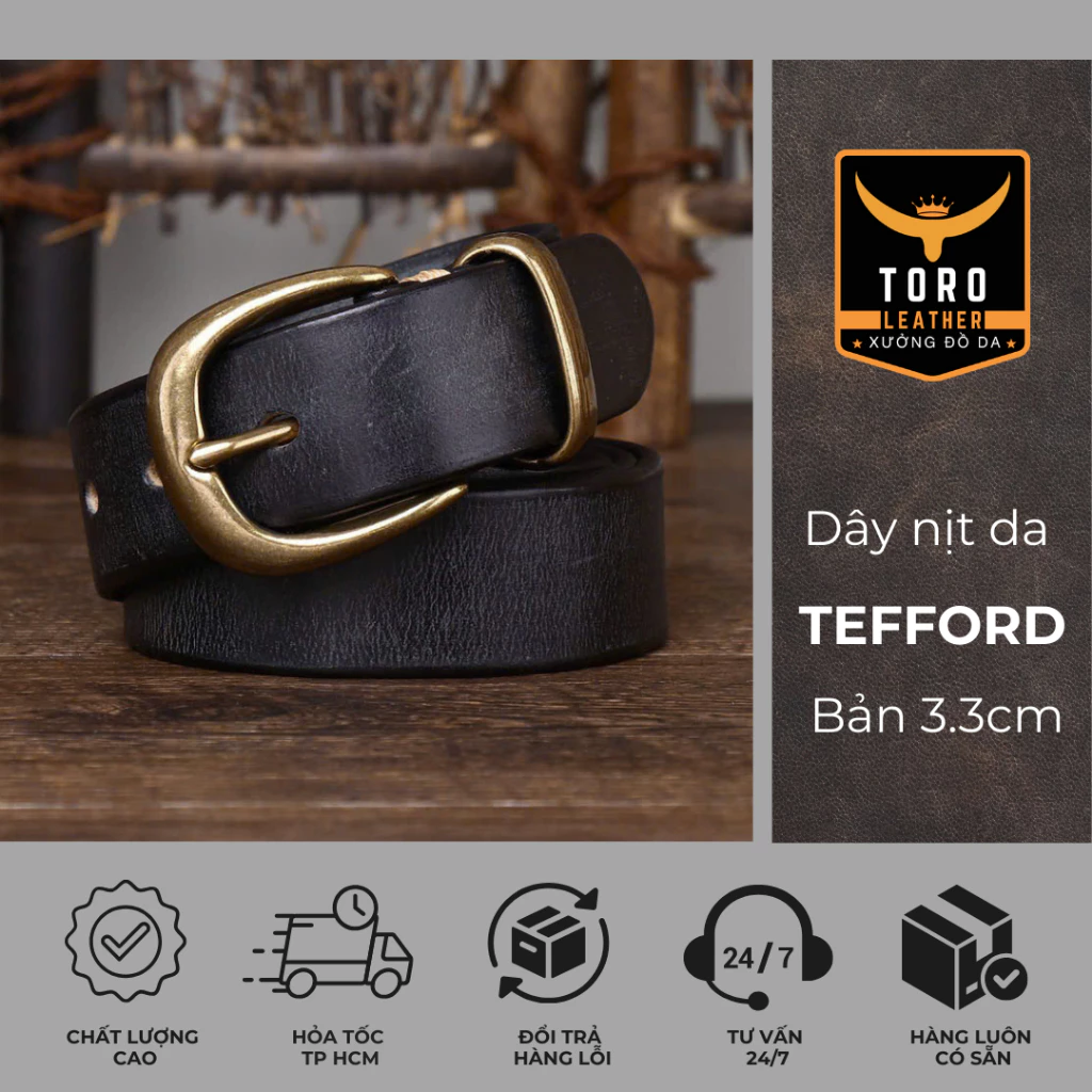 Thắt lưng【Bảo hành 5 năm】Dây nịt da thật 100%(Tặng đinh đóng lỗ)- Dây nịt da bò thật Tefford-mã DNT