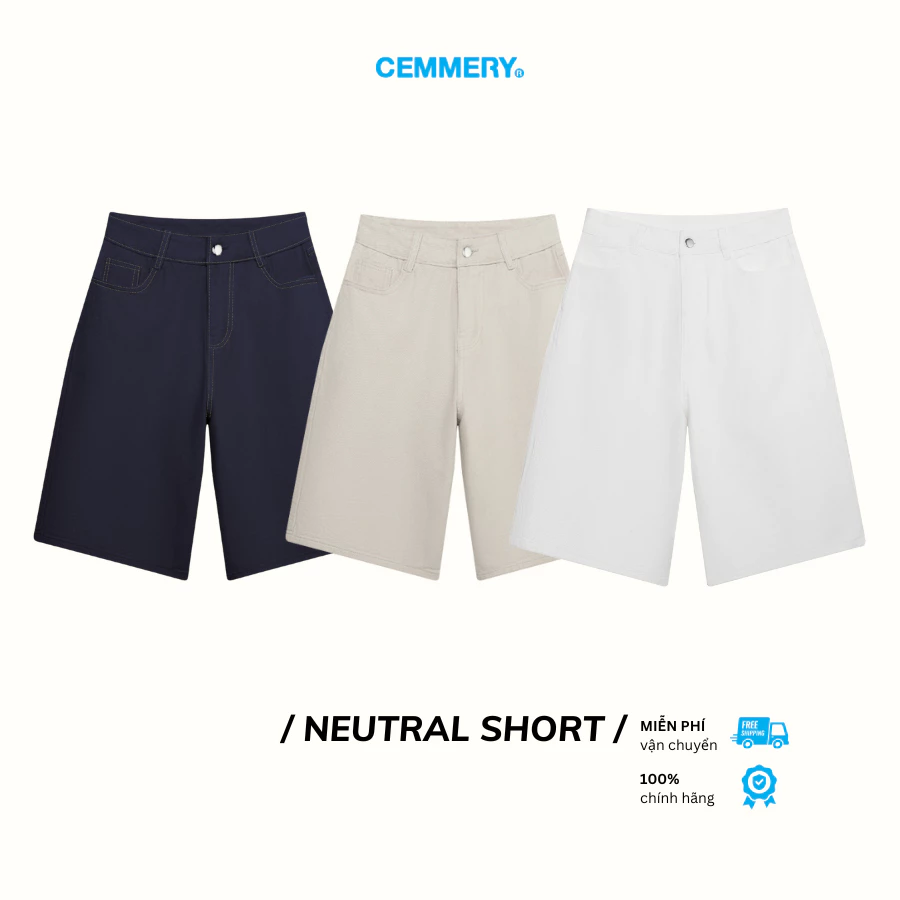 Quần Kaki Jeans CEMMERY Local Brand Chính Hãng Neutral Shorts Form Quần Ngố Qua Gối Unisex 2 Màu