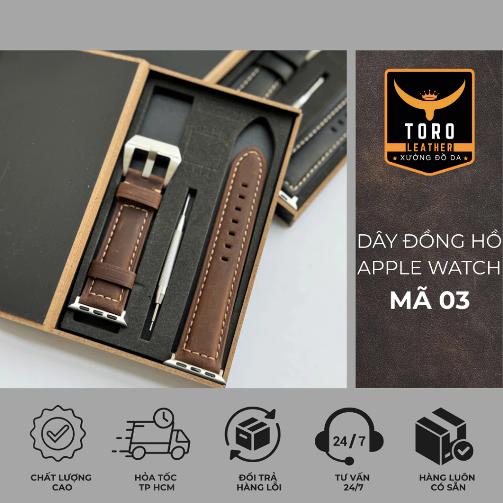 Dây da cao cấp dùng cho đồng hồ  Apple Watch khóa thường