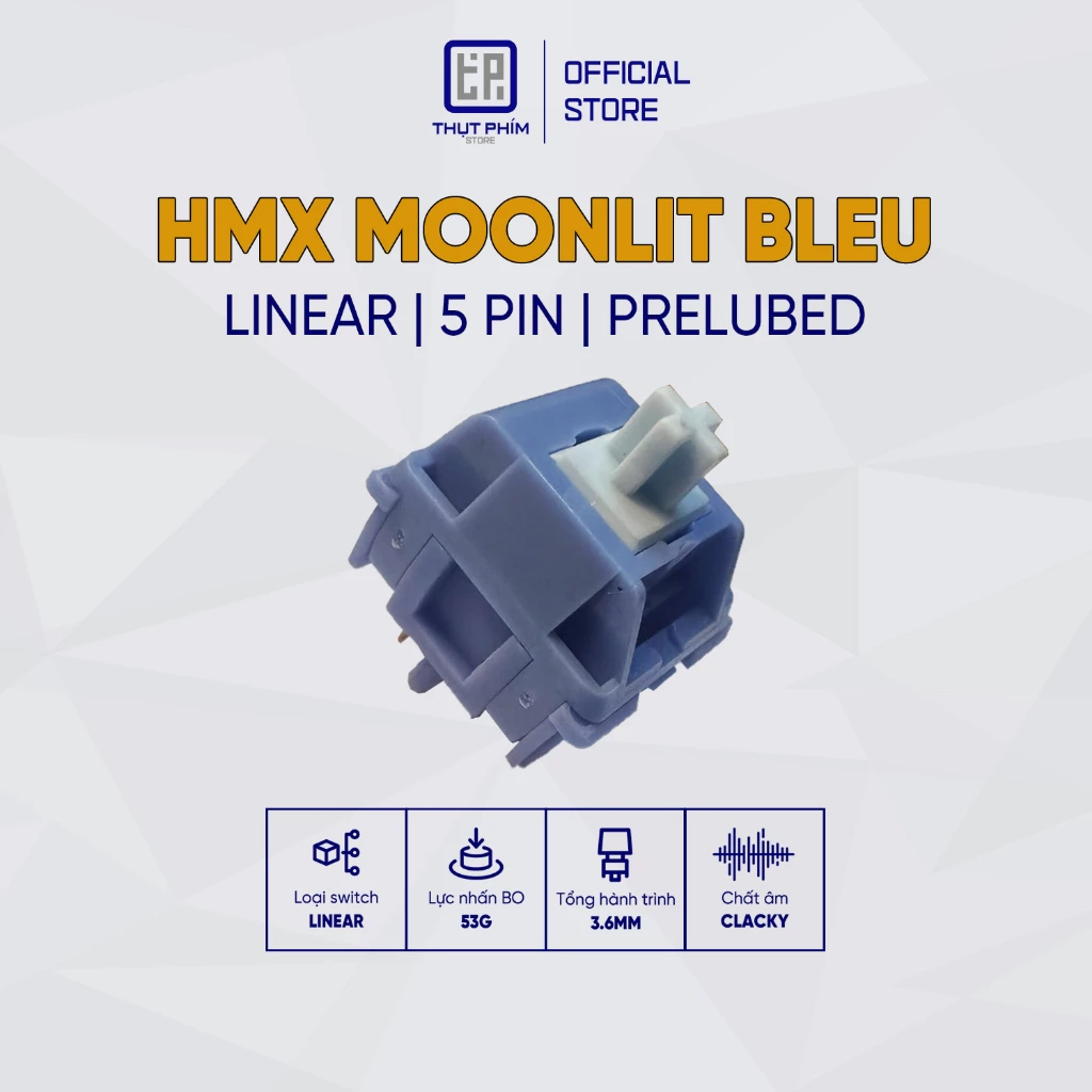 Switch HMX Moonlit Bleu linear 5 pin lực nhấn 53g Công tắc bàn phím cơ Thụt Phím Store