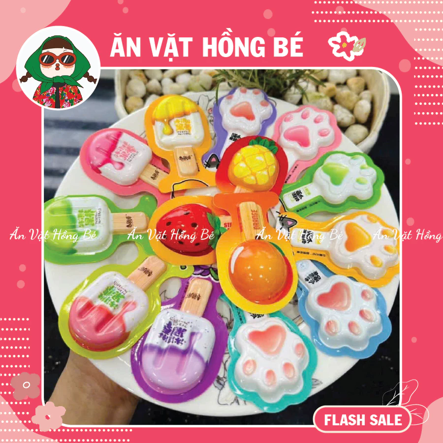 [10 Chiếc] Thạch Sữa Chua Phô Mai,Thạch Que Kem Trái Cây, Thạch Hình Chân Mèo Trái Cây 3D Hot