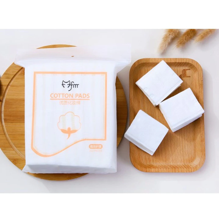 Bông Tẩy trang làm sạch mỹ phẩm 3 lớp cotton túi 222 miếng mềm mại và mượt mà chính hãng - Khăn Lau Làm sạch mỹ phẩm