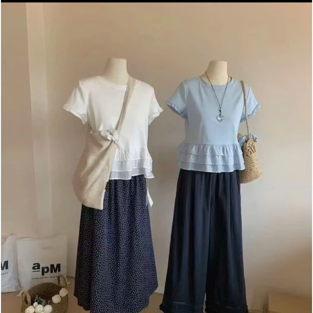 Áo Phông Nữ Kèm Dây Buộc Tóc Màu Trơn Vạt Bèo Xinh Xắn Hàng QC Minxu Shop CK65