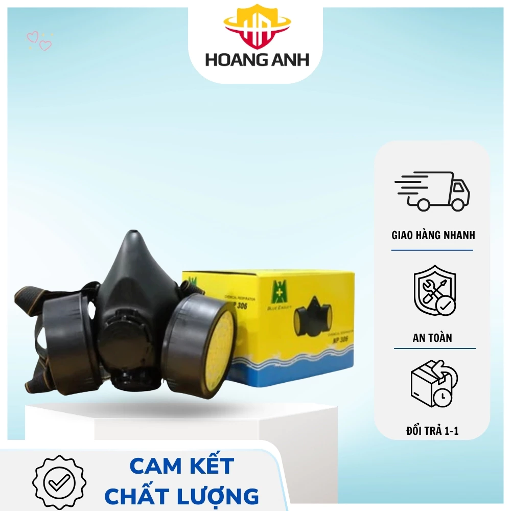 Mặt nạ lọc độc 2 phin Np-306, hỗ trợ giảm thiếu khí và bụi độc hại cho hệ hô hấp