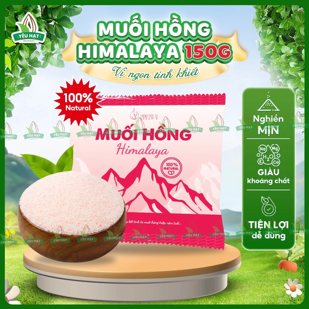 MUỐI HỒNG 150GR HiMalaya Tự Nhiên 100% - Nấu Ăn, Mix Giấm Táo Detox Thanh Lọc, Làm Đẹp Da (Yêu Hạt)