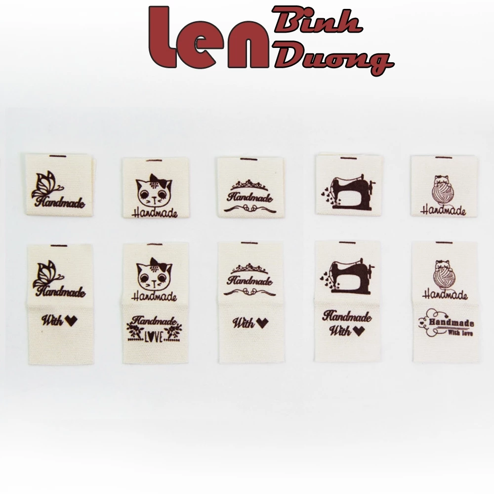 [Set 5 cái] Tag Handmade, Mác Vải Trang Trí, Tag Vải Handmade