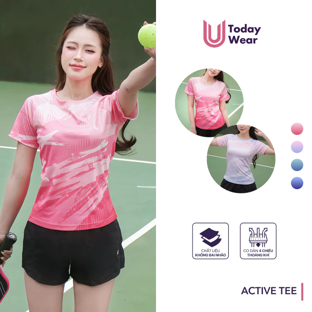 [Xả Hàng Giá Sốc] Áo thun thể thao nữ chạy bộ Active Tee thấm hút chơi cầu lông bóng bàn tập gym Today U Wear