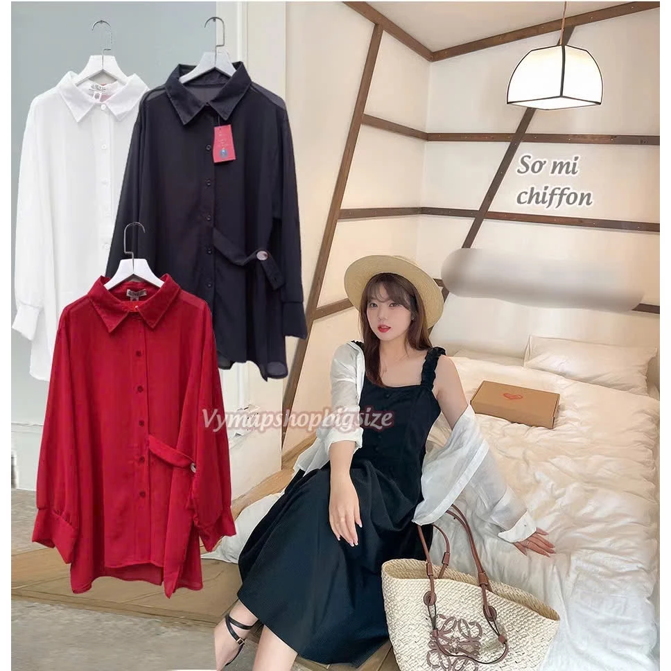 khoác voan phong cách sơ mi ulzzang cho nàng đi biển BIGSIZE