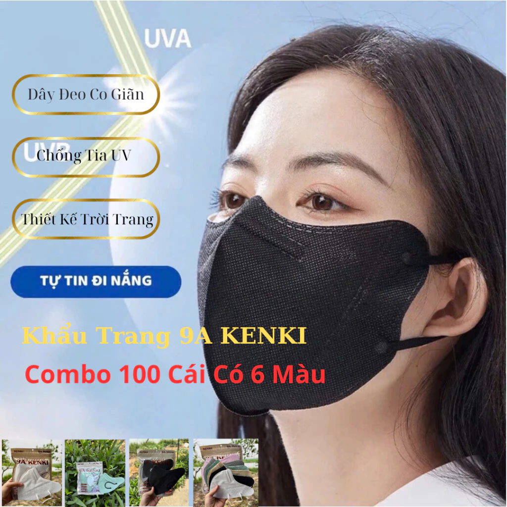[Combo 100 cái] Khẩu Trang 9A Chính hãng Kháng Khuẩn, Chống Nắng &Tia UV FOM KÍN MẶT