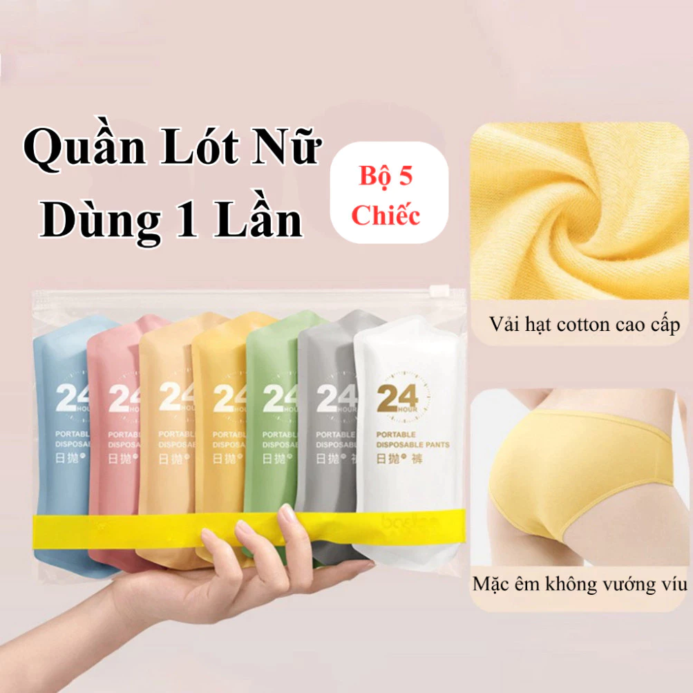[Combo 5] Quần Lót Dùng 1 Lần, Quần Lót Nữ Cotton Nguyên Chất Vô Trùng Mềm Mịn Thoáng Khí Tiện Lợi