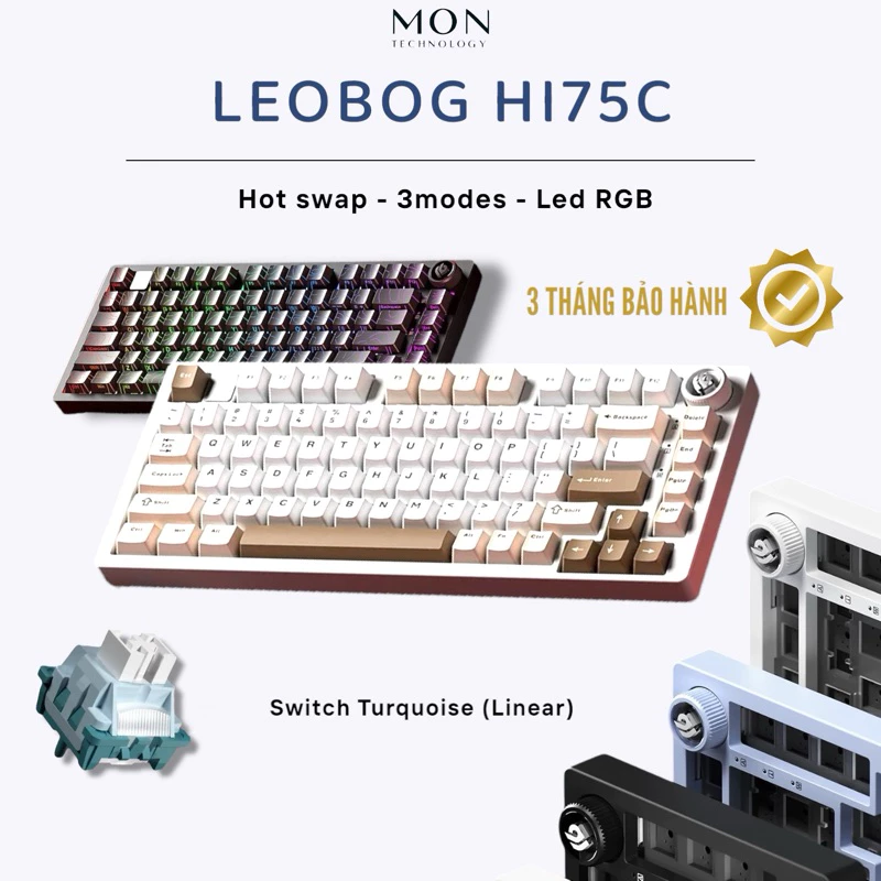 [ Sẵn Hàng ] Bàn phím cơ Leobog Hi75C Pro 1-3 Modes | Plate FR4-PC | Mạch Xuôi