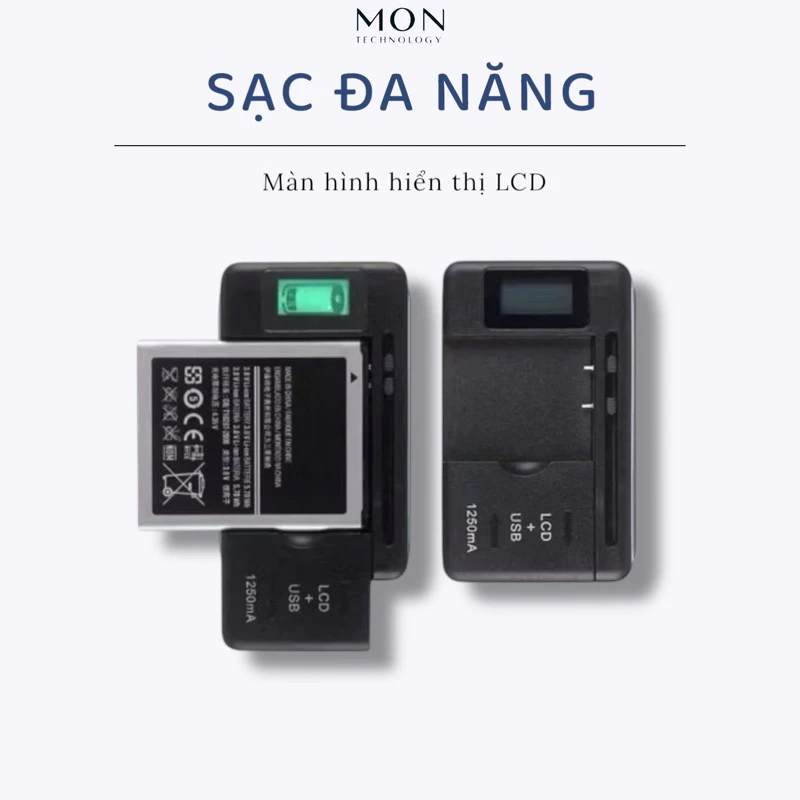 Sạc đa năng có đồng hồ đo màn hình LCD dành cho nhiều dòng máy ảnh bản mới 1300mah