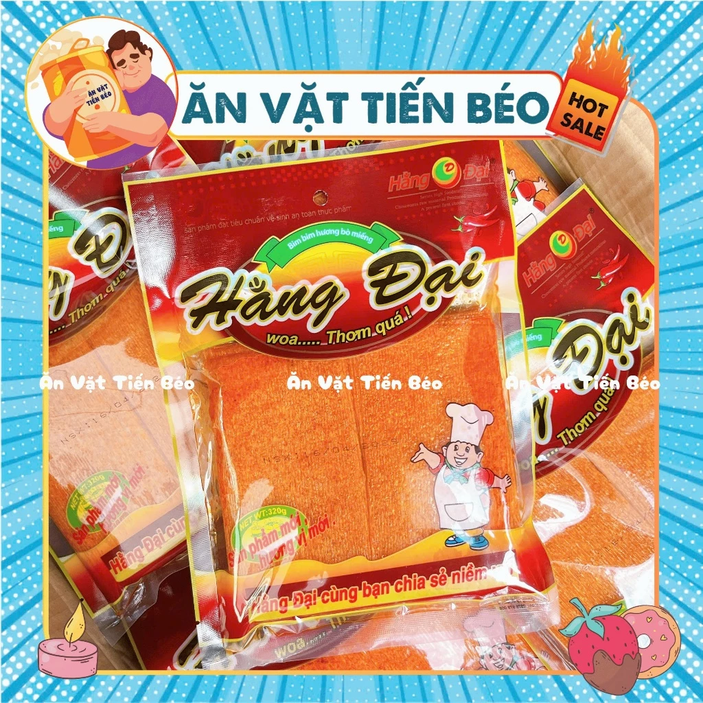 Bò miếng Hằng Đại cay cay, đồ ăn vặt giá rẻ (gói~40 miếng), Tăm cay tuổi thơ, đồ ăn vặt
