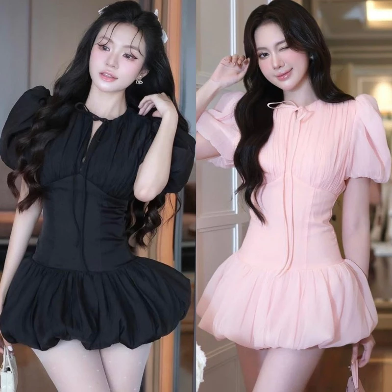 ( Loại 1 - 4 Lớp Vải )502 - Đầm Thiết Kế Tay Phồng Tùng Bí