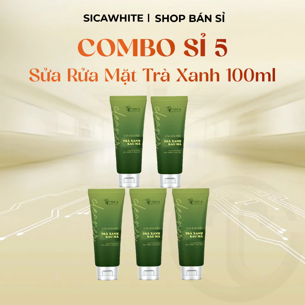 [BÁN SỈ] Combo Sỉ 5 Sữa Rửa Mặt Trà Xanh Rau Má - SICA WHITE STORE