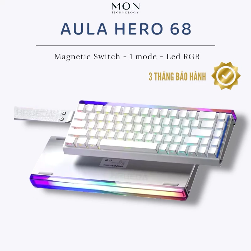 [ Sẵn Hàng ]  Bàn Phím cơ sử dụng dây Aula Hero68 HE 1 Mode | Rapid Trigger | Led RGBn