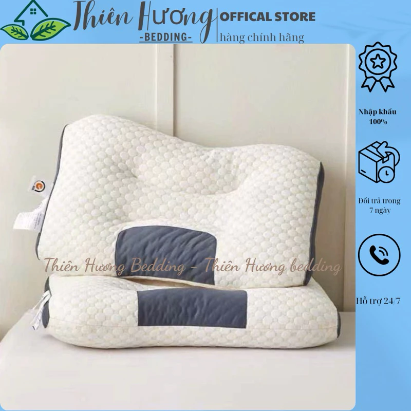 Gối Đầu Công Thái Học Chống Đau Mỏi Vai Gáy kích thước 50x70cm Ruột Bông Kháng Khuẩn - Thiên hương