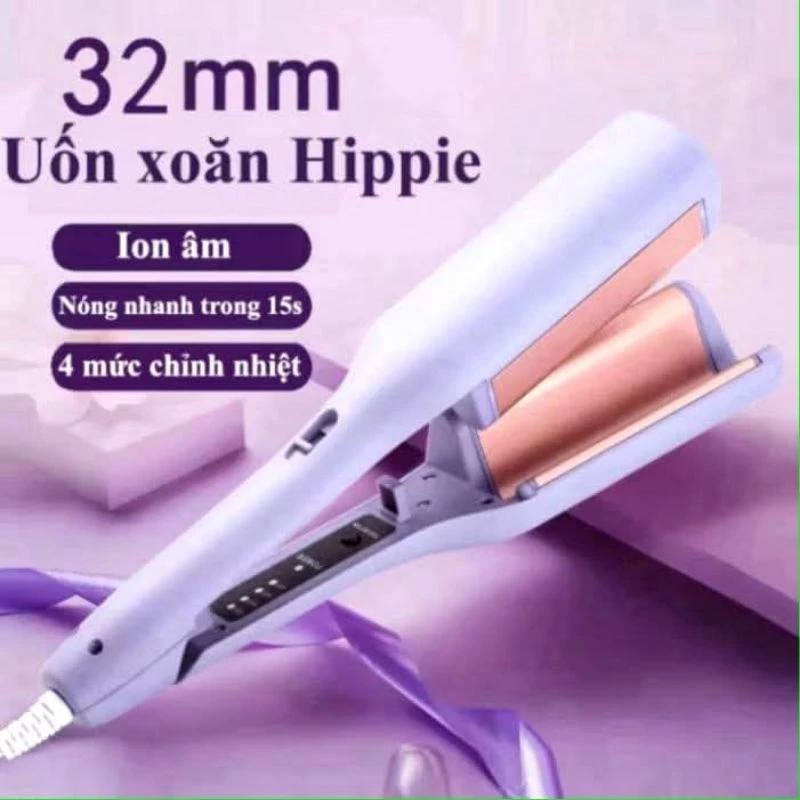 Máy Uốn Tóc Xoăn Sóng Nước Hippie 32mm