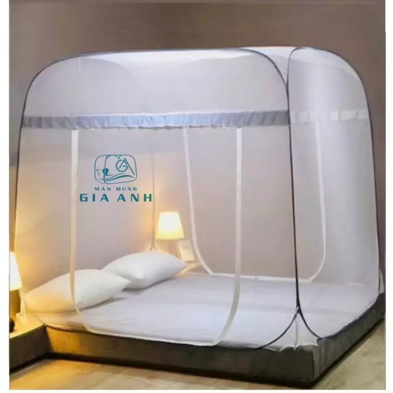Mùng chụp tự bung đỉnh vuông Gia Anh - Màn chụp chống muỗi hiệu quả - Đầy đủ kích thước - Màn cao 1m7 rộng thoáng