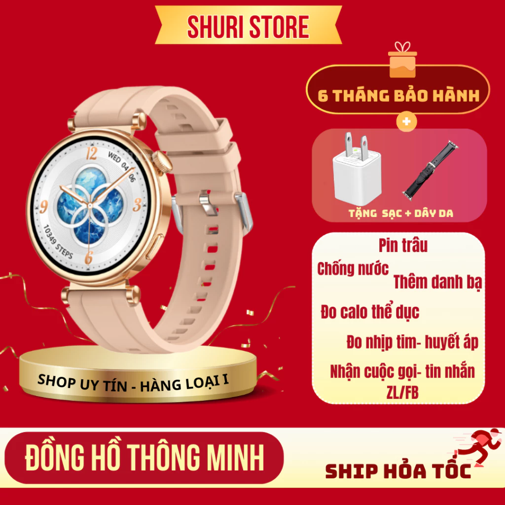 Đồng Hồ Thông Minh ST4 Plus 41mm Mặt Tròn Cho Nữ Nghe Gọi Nhận Tin Nhắn