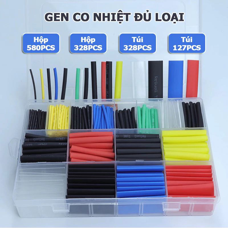 Hộp gen co nhiệt các màu 164pcs 328pcs 530pcs 560pcs 580pcs chiếc chất lượng tốt