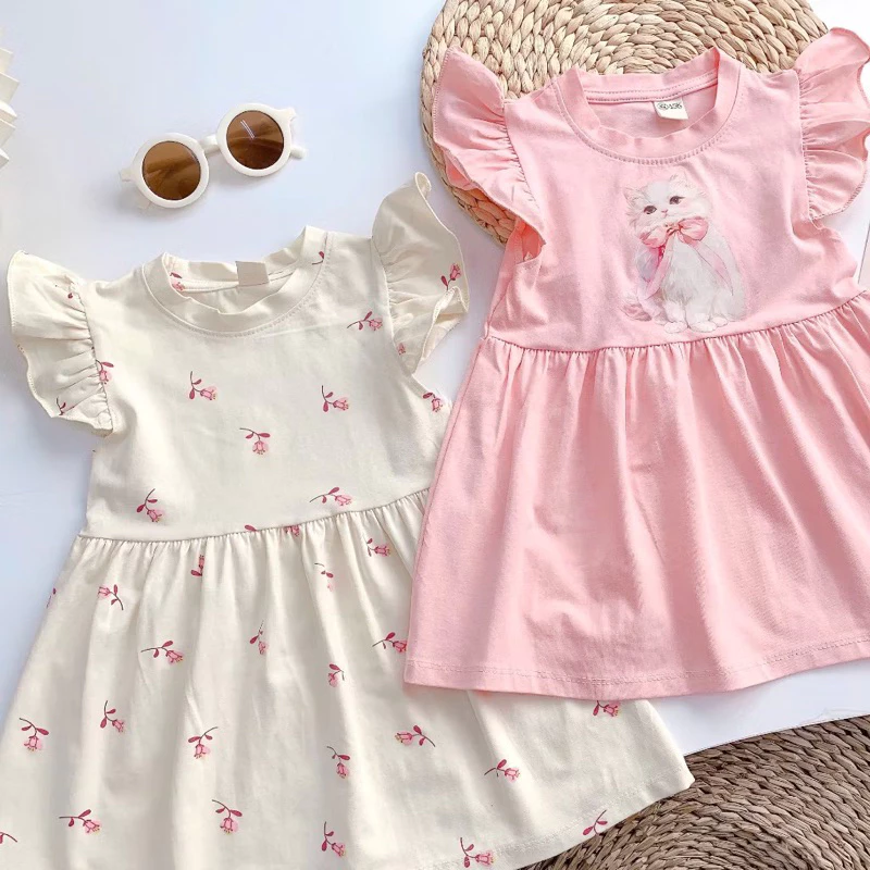 combo 2 váy cánh tiên sát nách cho bé gái chất cotton mềm mát thấm mồ hôi
